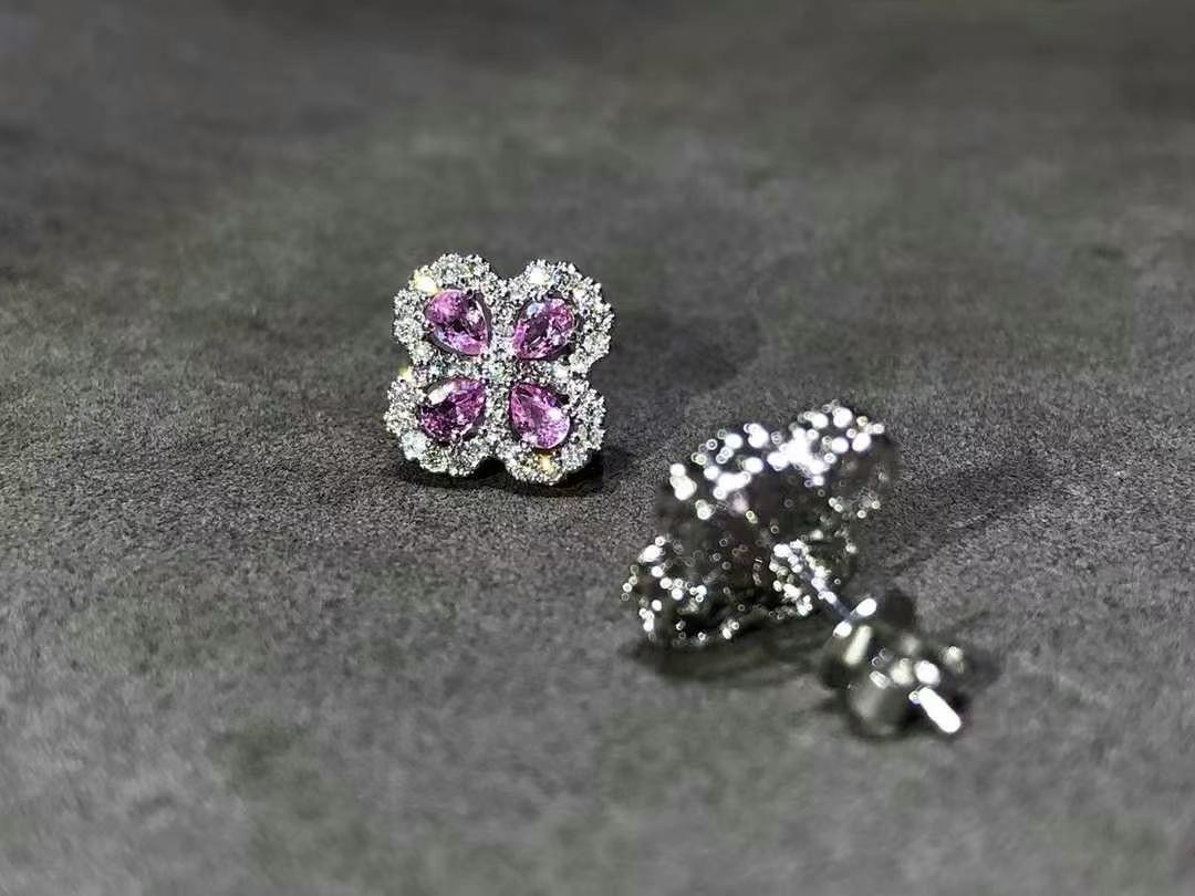 Pink Sapphire Diamond Earrings