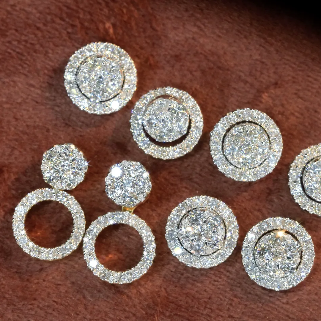 3 way Natural Diamond Stud Earrings