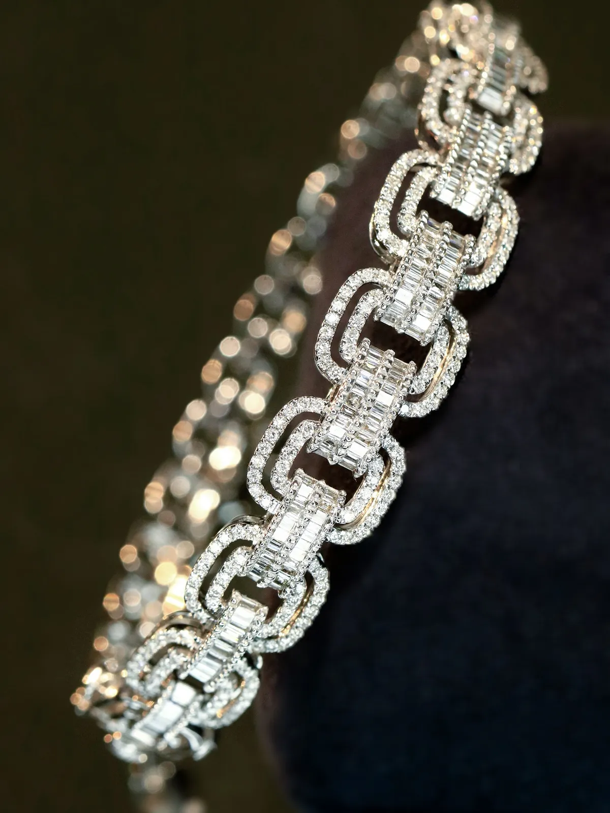 Baguette Link Diamond Bracelet